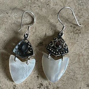 Sterling Silver and Mother of Pearl dangle earrings